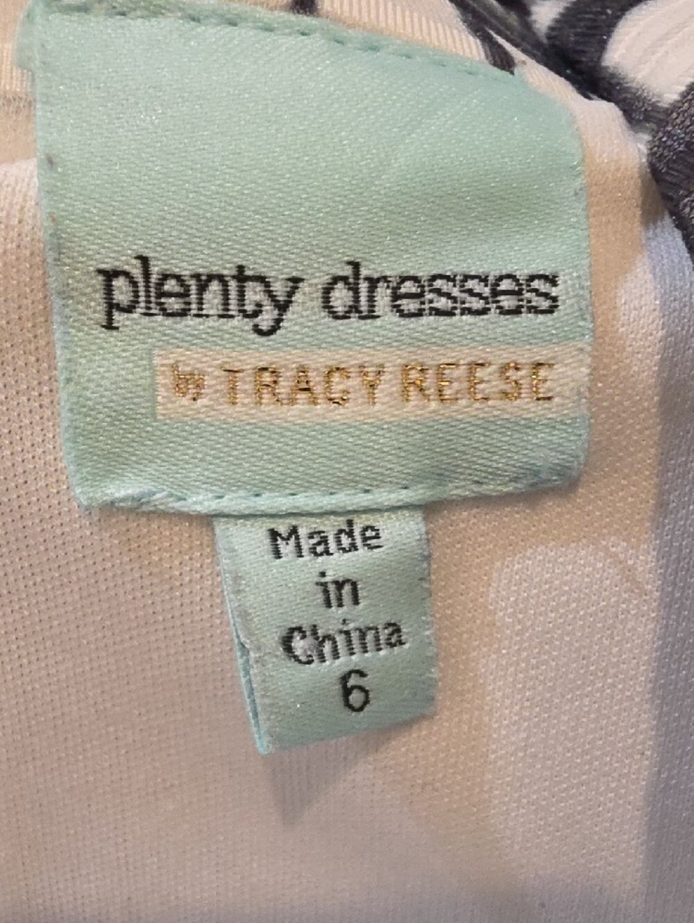 Tracy Reese White, Black & Gray/Green Fit & Flare Dress - Picture 7 of 10